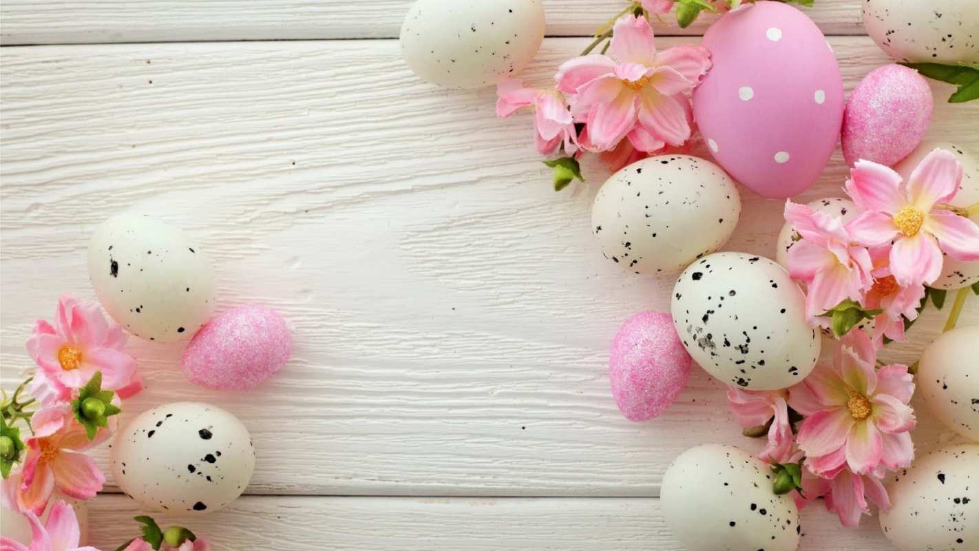 Открытка пасхальная открытка с цветами и яйыами  пасха  Happy Easter 